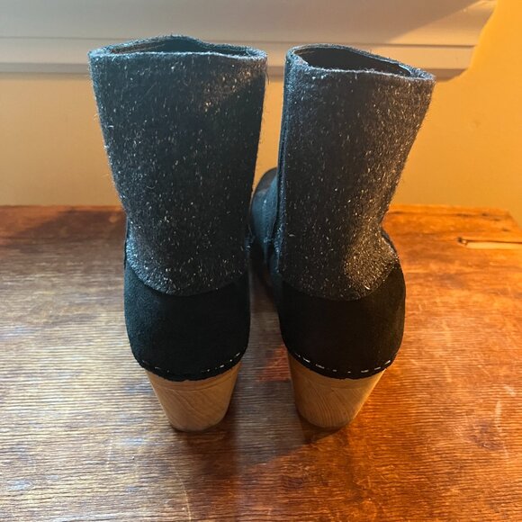 Sanita Lilly Square Clog Booties, Suede, Black Charcoal, Rare style, Size 39/8 - Picture 3 of 10